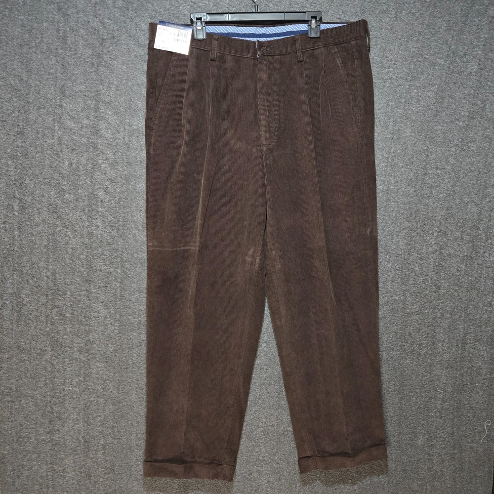 Club Room Corduroy Pants Men 40x30 Brown 11 Wale Double Pleated Vintage Y2K NEW
